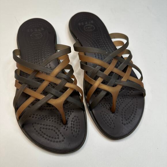 Crocs Huarache Brown Sandals - Picture 1 of 4